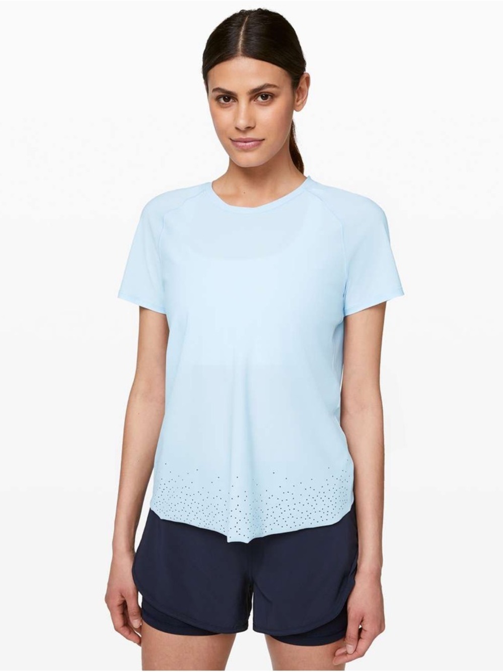 Lululemon Womens Quick Pace Short Sleeve Breezy Top Size 8 Laser Cut Running Gym
